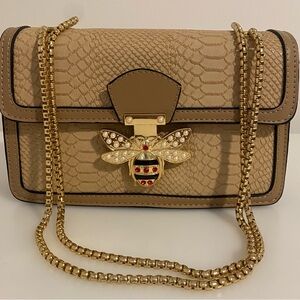 COPY - NWOT FAUX LEATHER PURSE w/ CROC DETAIL.